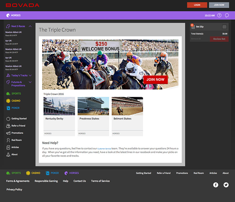 Bovada Racebook