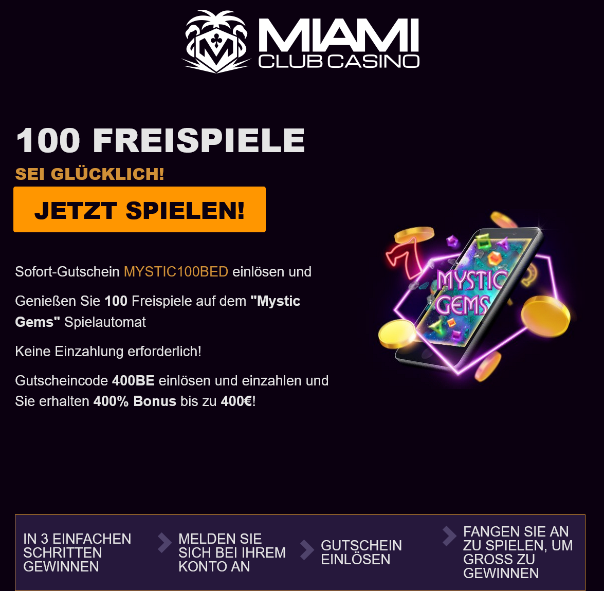Miami Club 100
Free Spins