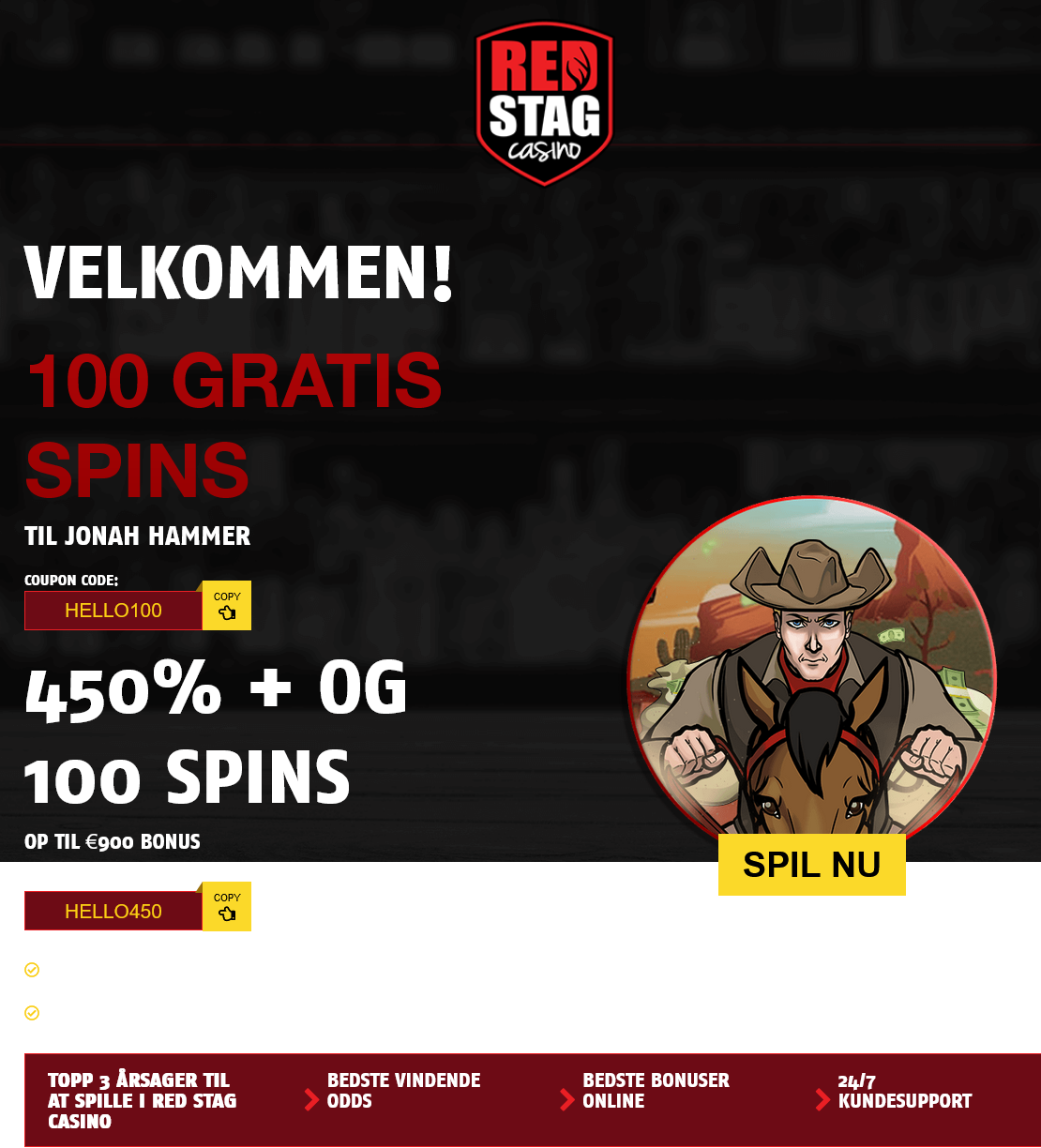 Red Stag DK 100 Free Spins (Denmark) Red Stag DK 100
Free Spins (Denmark)