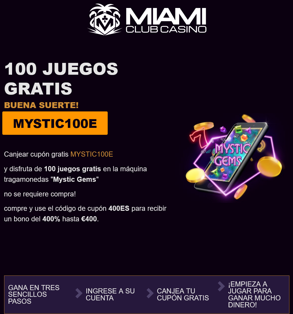 Miami Club ES 100 Free Spins Miami Club ES 100
Free Spins